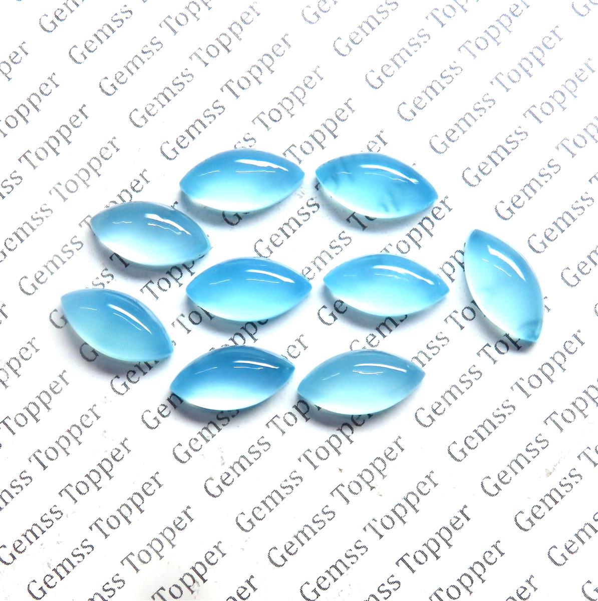 Blue Topaz Chalcedony 7x14 mm Marquise Cabochon